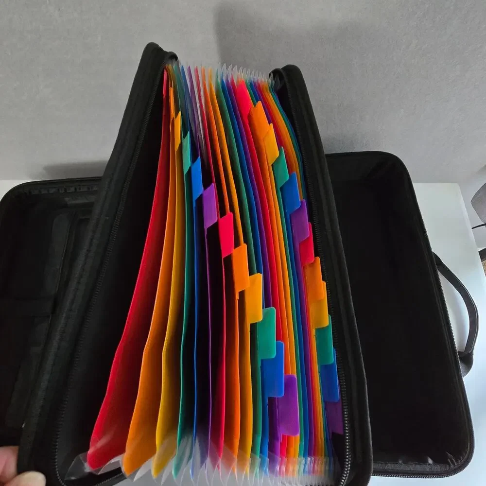 JHSafer Fireproof Hard-Shell Document Box 24 Pocket File Organizer with Lock